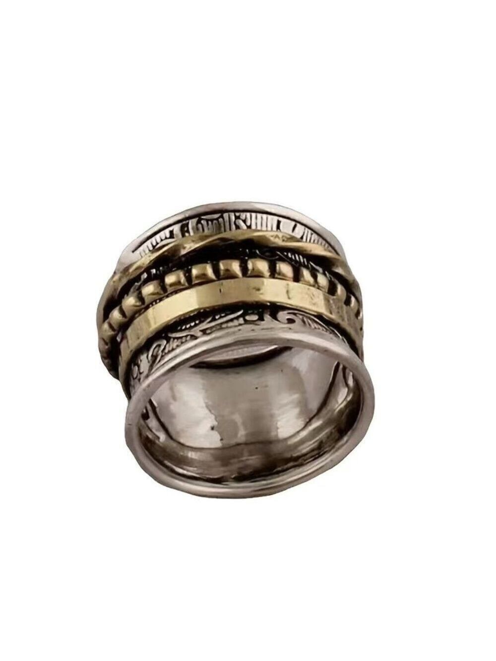 Boho Spinner Ring Two Tone Funky and Chunky #647 - Picture 10 of 11